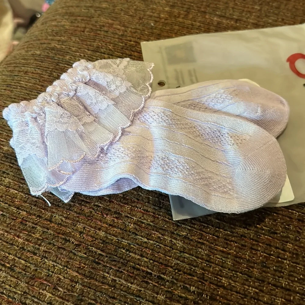 PATPAT baby girls Lace Trim Mesh Thin Socks Bundle of 3 - Mixed Sizes